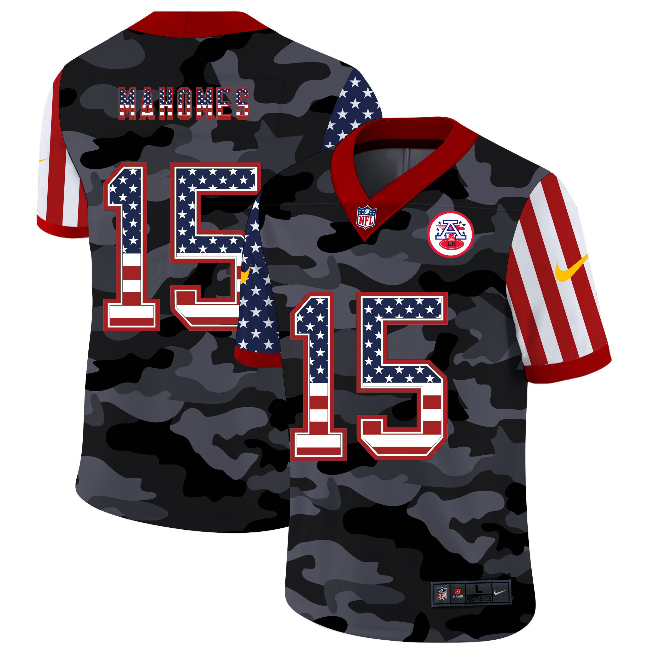 Men Kansas City Chiefs #15 Mahomes 2020 USA Nike Camo Salute to Service Limited NFL Jerseys